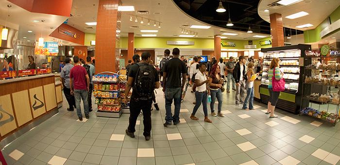 The Marketplace cafeteria and dining all on the Brighton Campus.