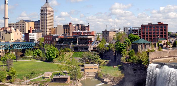 View of Downtown Rochester, NY from High Falls